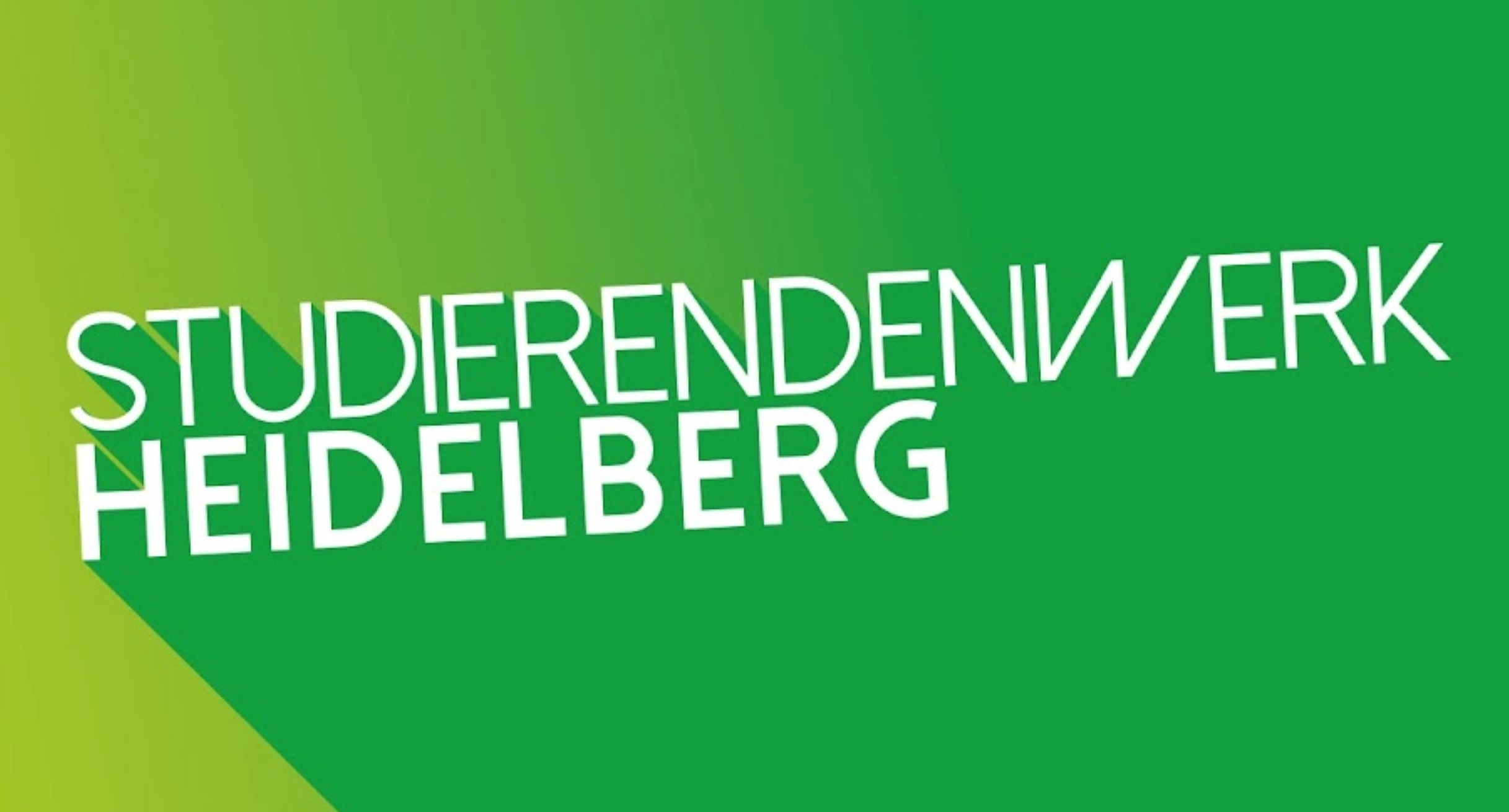 Logo des Studierendenwerks Heidelberg - Text Studierendenwerk Heidelberg vor grünem Hintergrund.